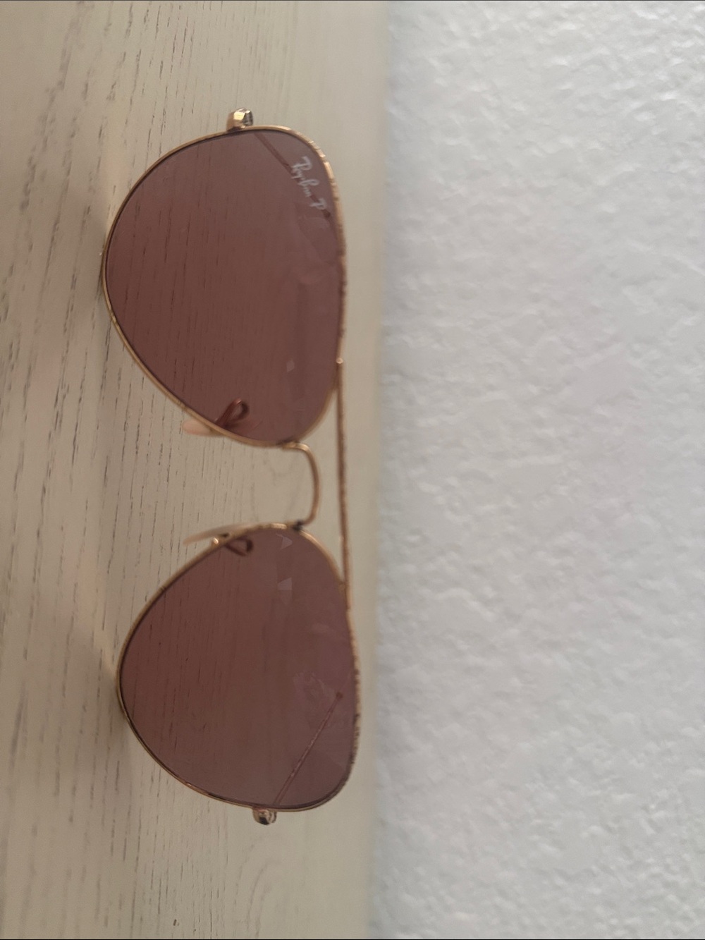 Ray-Ban Gold Frame Sunglasses with Rose Lenses